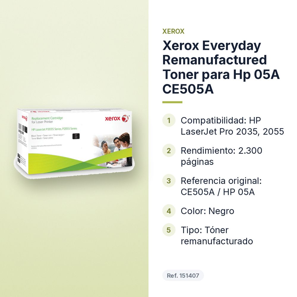 XEROX EVERYDAY REMANUFACTURED TONER PARA HP 05A CE505A - características principales