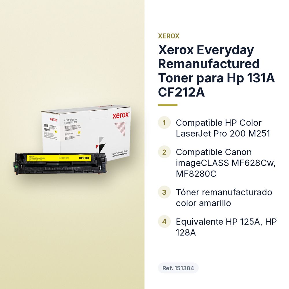 XEROX EVERYDAY REMANUFACTURED TONER PARA HP 131A CF212A - características principales