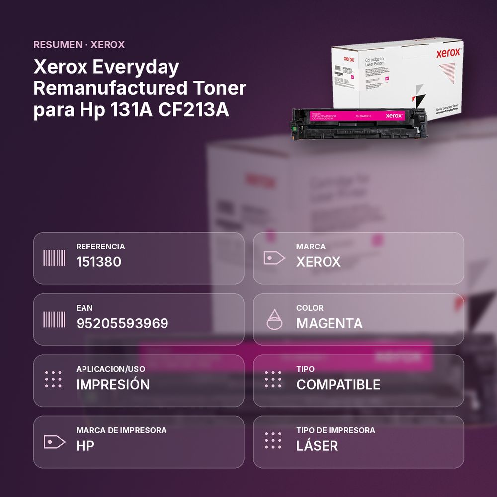 XEROX EVERYDAY REMANUFACTURED TONER PARA HP 131A CF213A - resumen de atributos