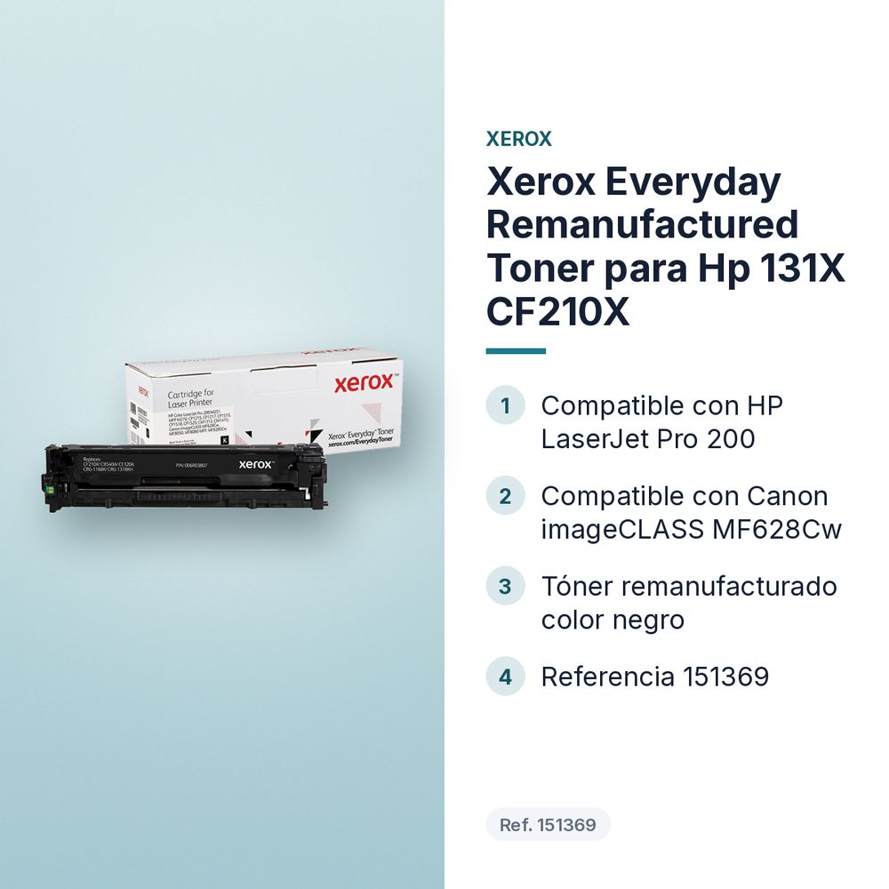 XEROX EVERYDAY REMANUFACTURED TONER PARA HP 131X CF210X - características principales