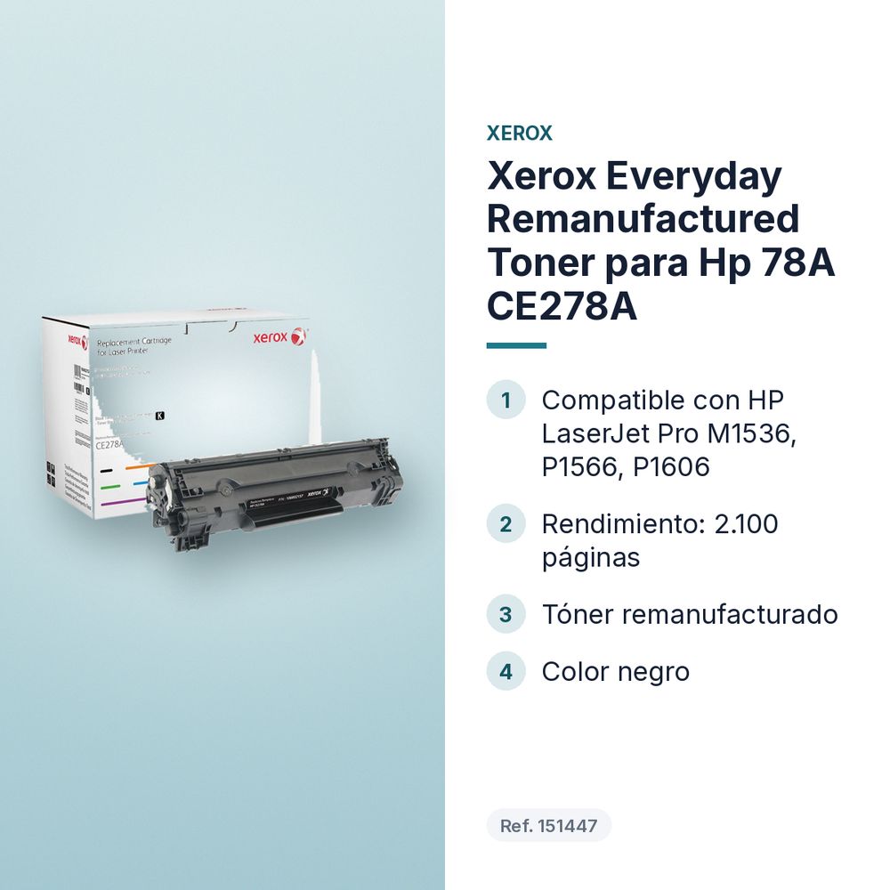 XEROX EVERYDAY REMANUFACTURED TONER PARA HP 78A CE278A - características principales