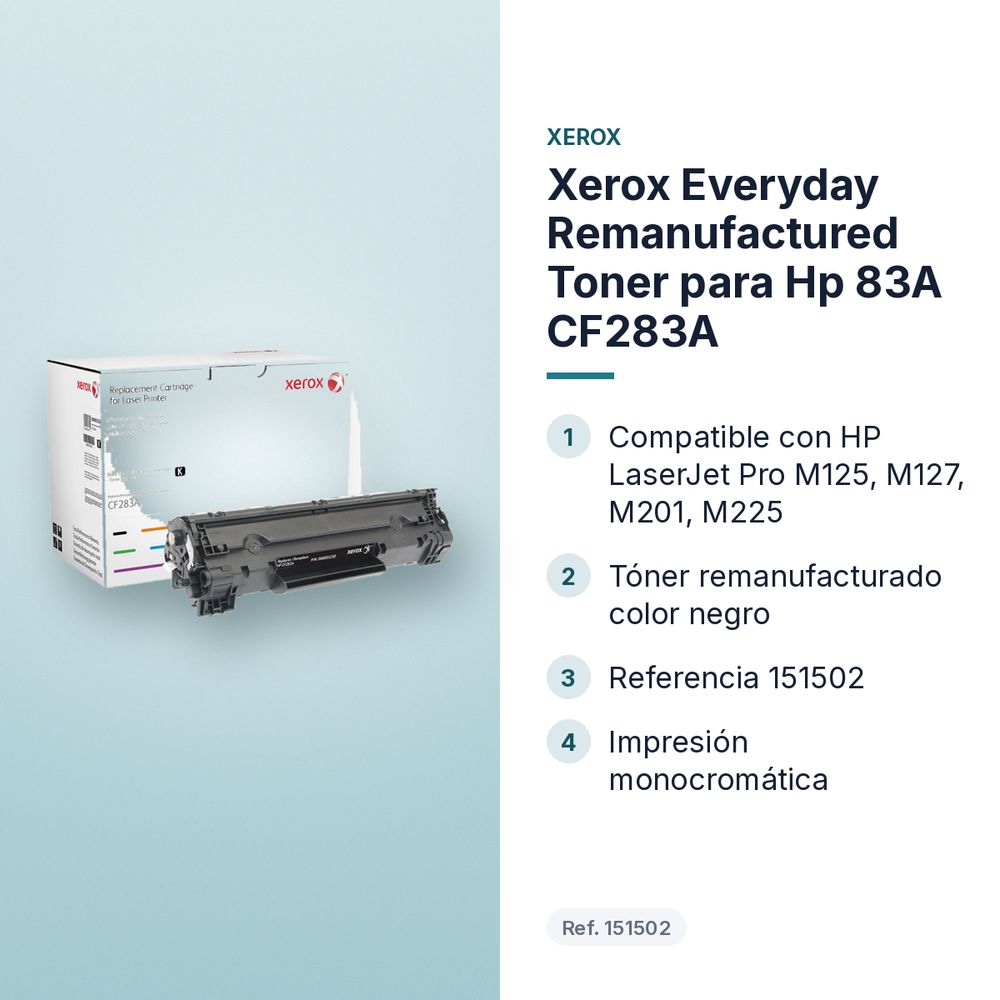 XEROX EVERYDAY REMANUFACTURED TONER PARA HP 83A CF283A - características principales