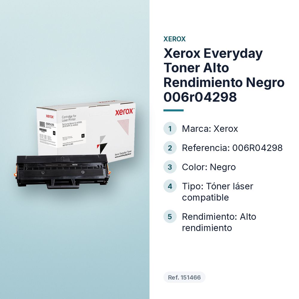 XEROX EVERYDAY TONER ALTO RENDIMIENTO NEGRO 006R04298 - características principales