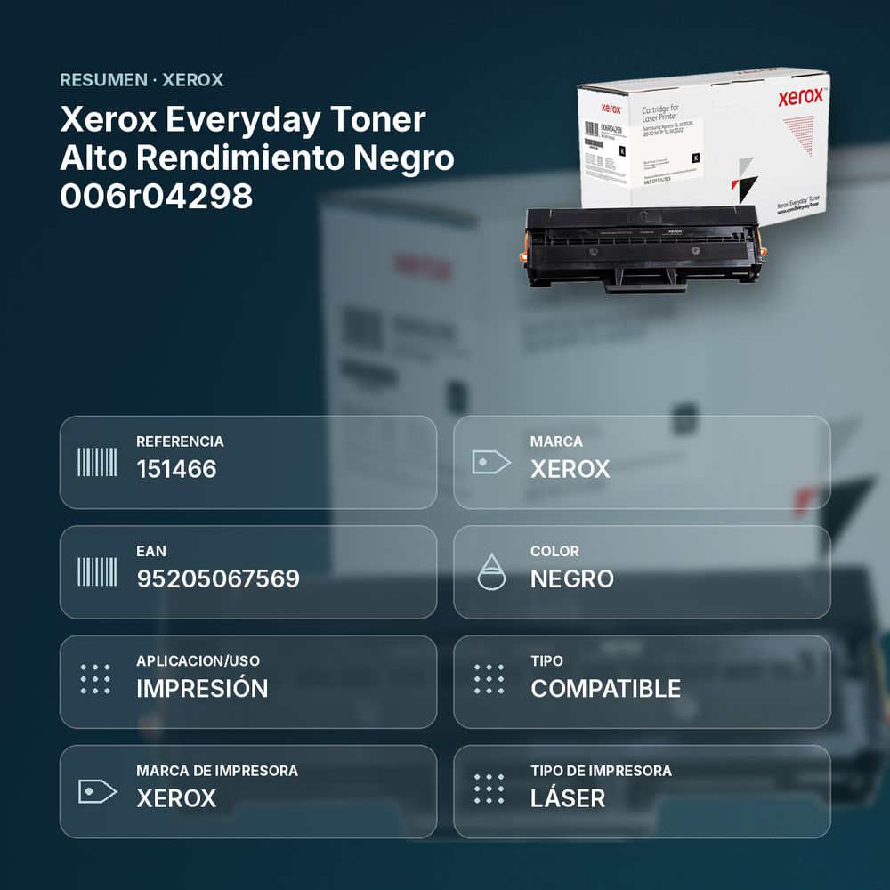 XEROX EVERYDAY TONER ALTO RENDIMIENTO NEGRO 006R04298 - resumen de atributos