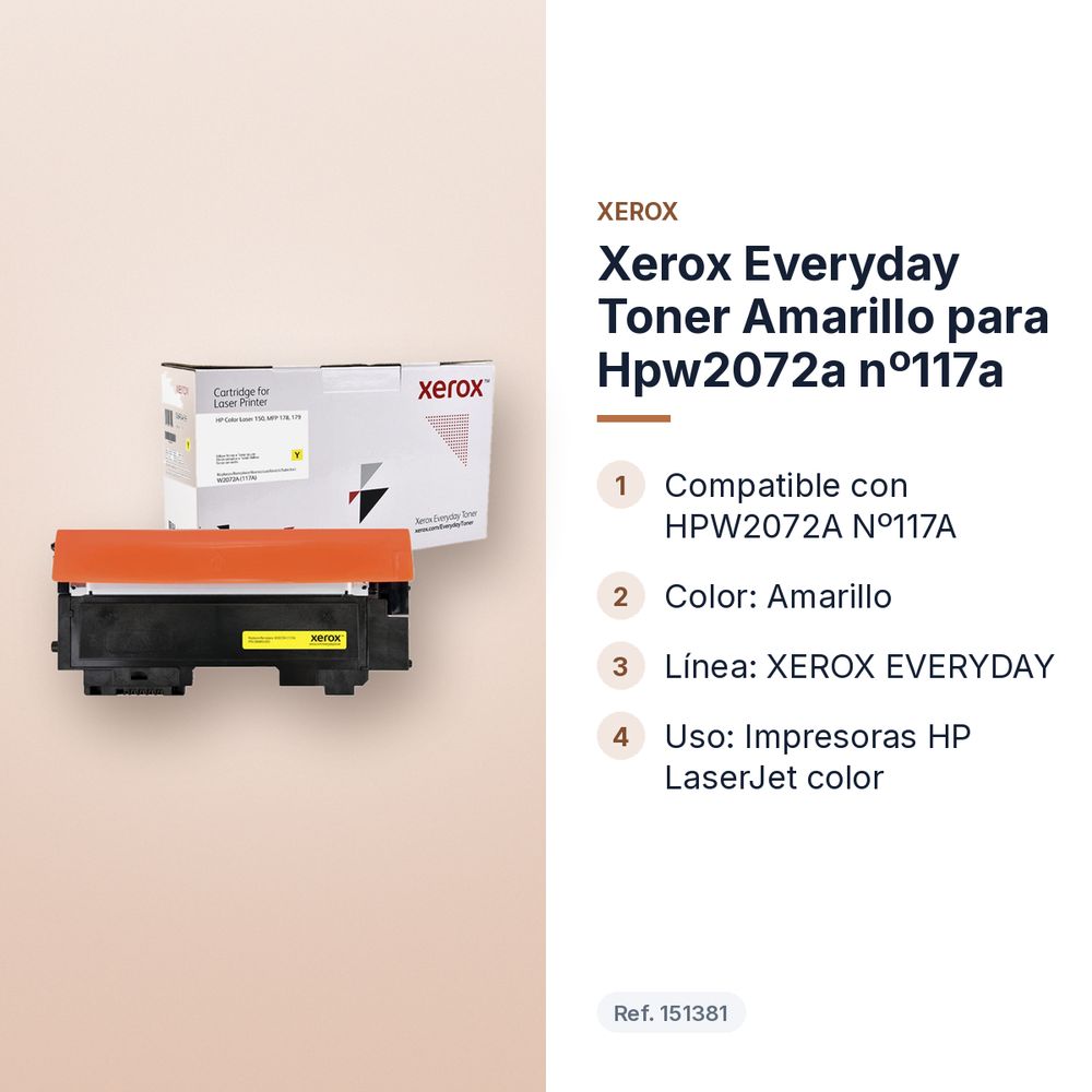 XEROX EVERYDAY TONER AMARILLO PARA HPW2072A Nº117A - características principales