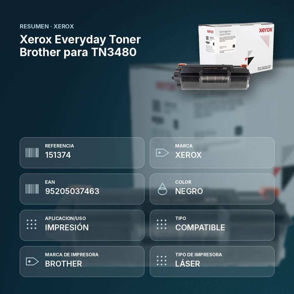 XEROX EVERYDAY TONER BROTHER PARA TN3480 - resumen de atributos