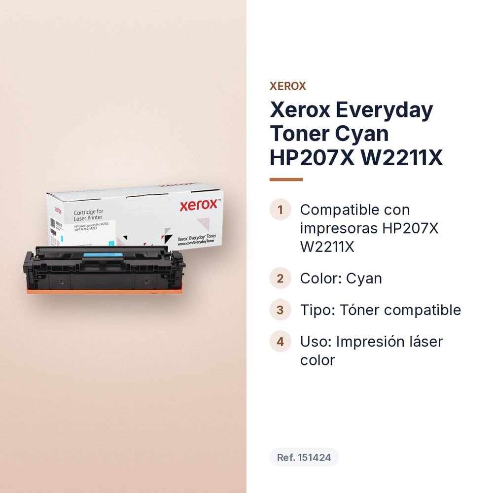 XEROX EVERYDAY TONER CYAN HP207X W2211X - características principales
