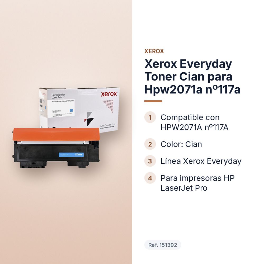 XEROX EVERYDAY TONER CIAN PARA HPW2071A Nº117A - características principales