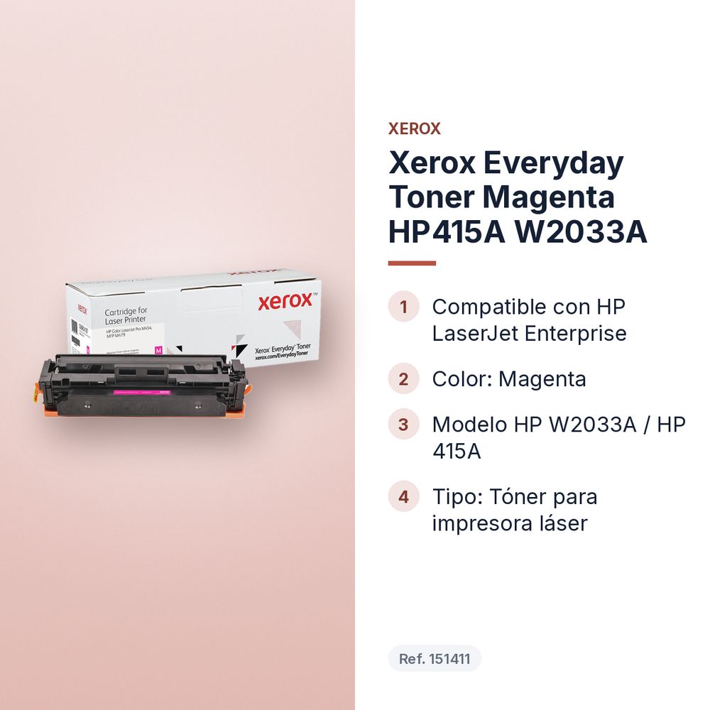 XEROX EVERYDAY TONER MAGENTA HP415A W2033A - características principales