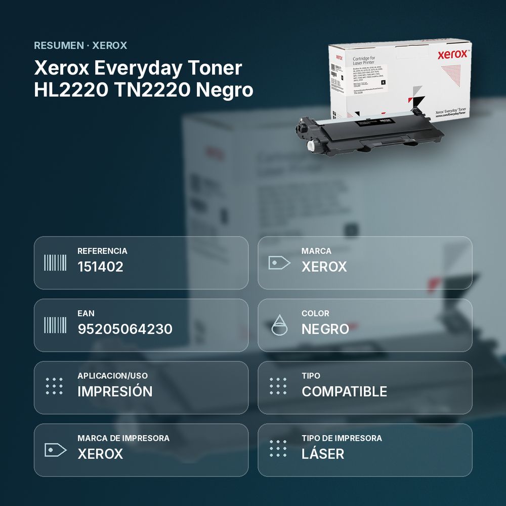 XEROX EVERYDAY TONER HL2220 TN2220 NEGRO - resumen de atributos