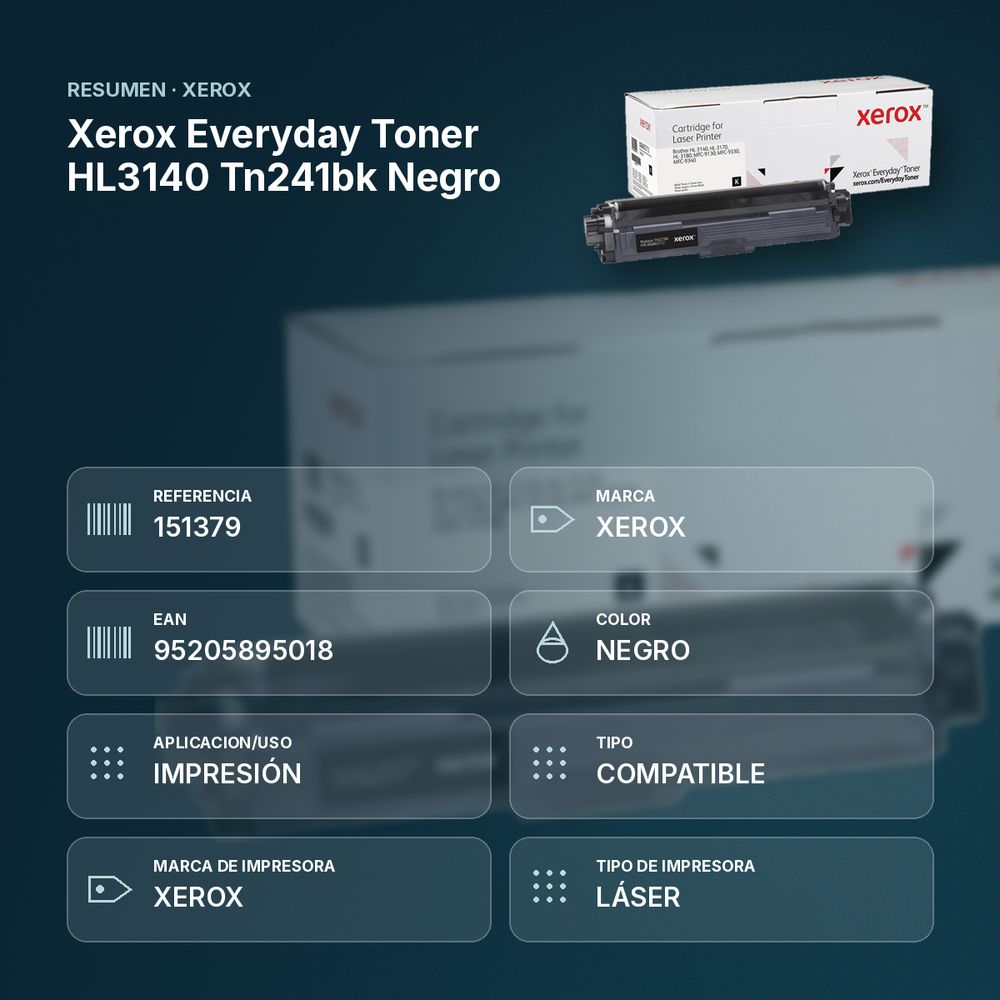 XEROX EVERYDAY TONER HL3140 TN241BK NEGRO - resumen de atributos
