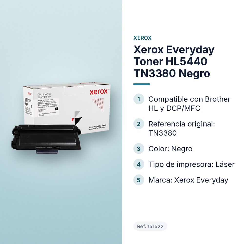XEROX EVERYDAY TONER HL5440 TN3380 NEGRO - características principales