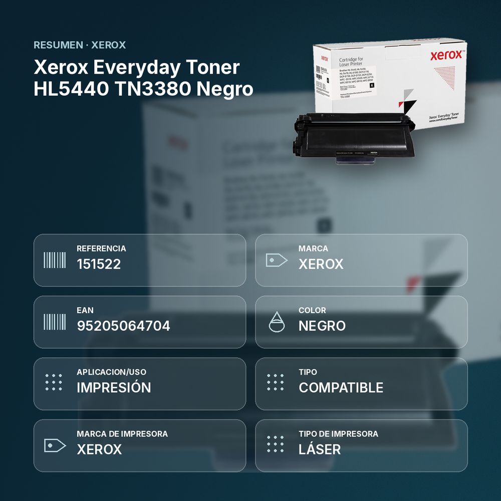 XEROX EVERYDAY TONER HL5440 TN3380 NEGRO - resumen de atributos