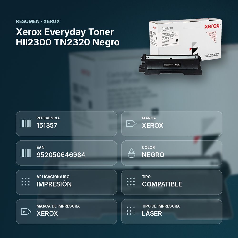 XEROX EVERYDAY TONER HLL2300 TN2320 NEGRO - resumen de atributos