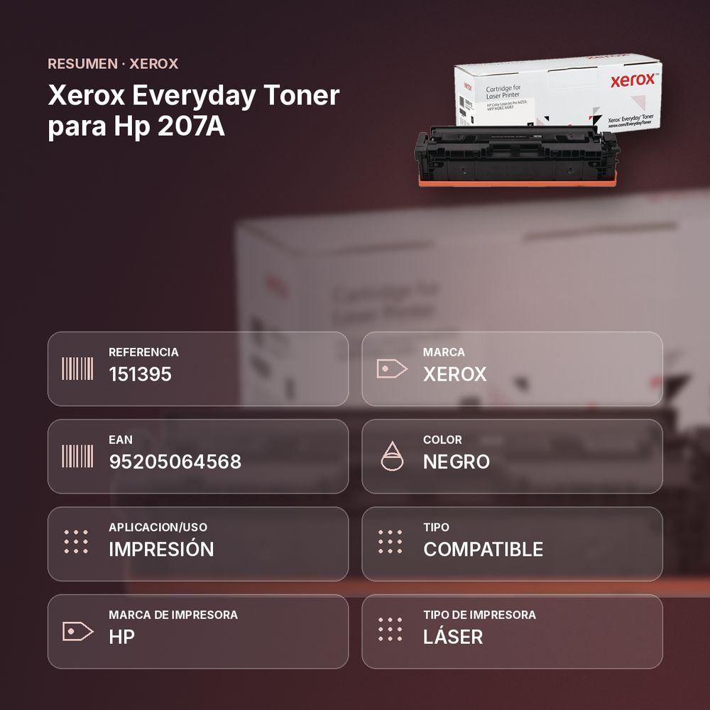 XEROX EVERYDAY TONER PARA HP 207A - resumen de atributos