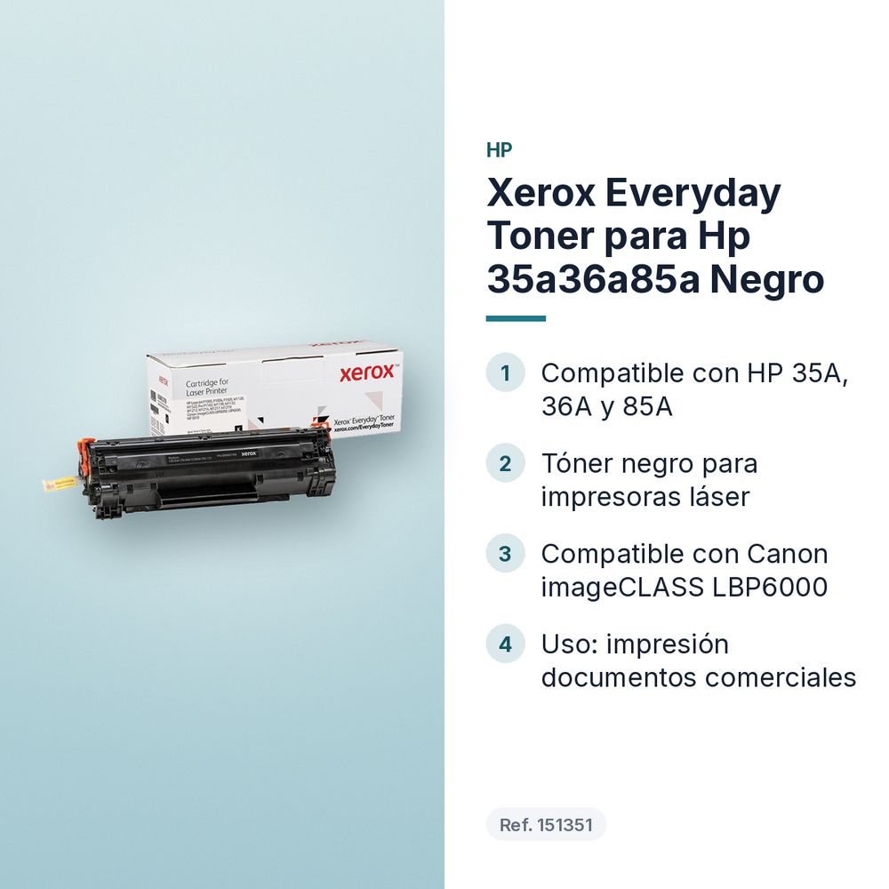 XEROX EVERYDAY TONER PARA HP 35A36A85A NEGRO  - características principales