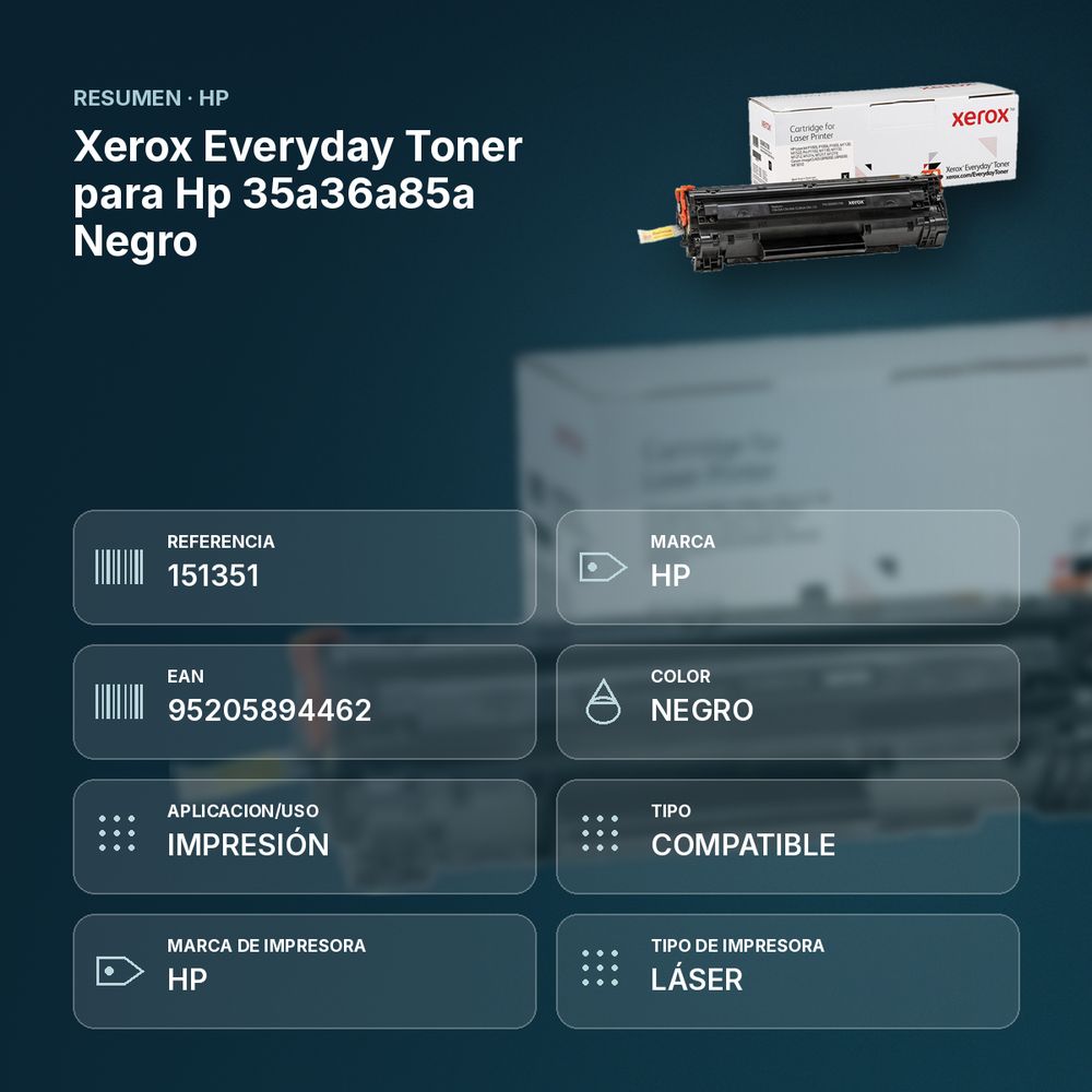 XEROX EVERYDAY TONER PARA HP 35A36A85A NEGRO  - resumen de atributos