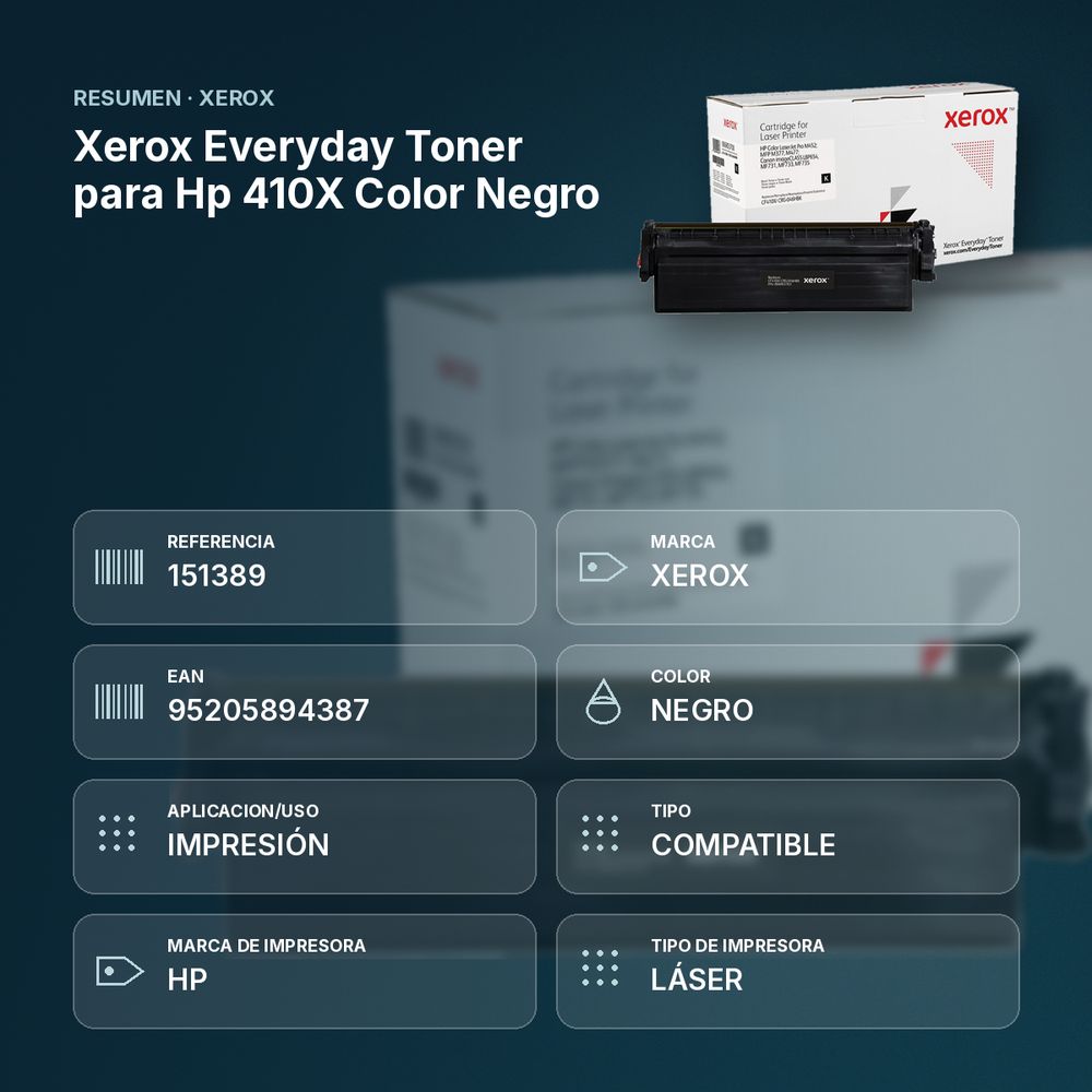 XEROX EVERYDAY TONER PARA HP 410X COLOR NEGRO - resumen de atributos