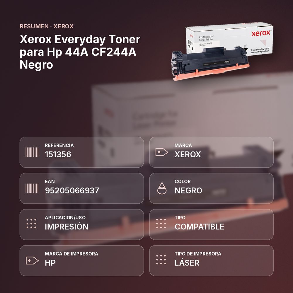 XEROX EVERYDAY TONER PARA HP 44A CF244A NEGRO - resumen de atributos