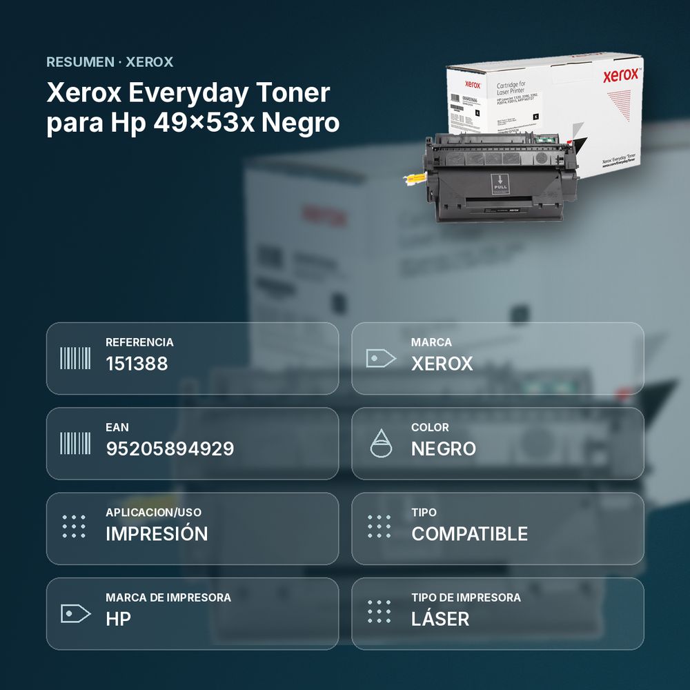 XEROX EVERYDAY TONER PARA HP 49X53X NEGRO - resumen de atributos