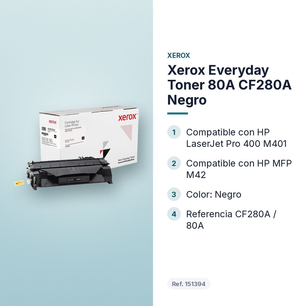 XEROX EVERYDAY TONER 80A CF280A NEGRO - características principales