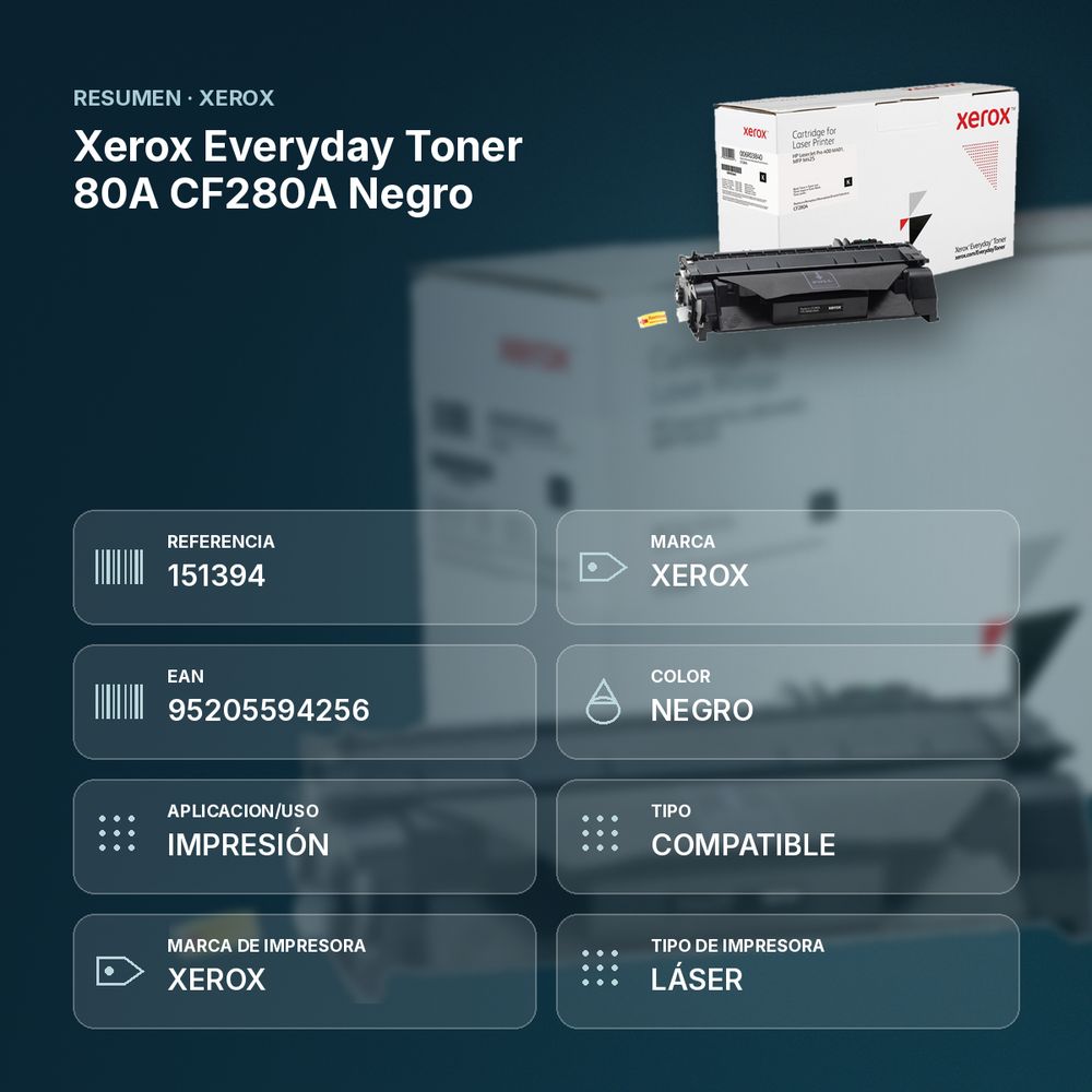 XEROX EVERYDAY TONER 80A CF280A NEGRO - resumen de atributos