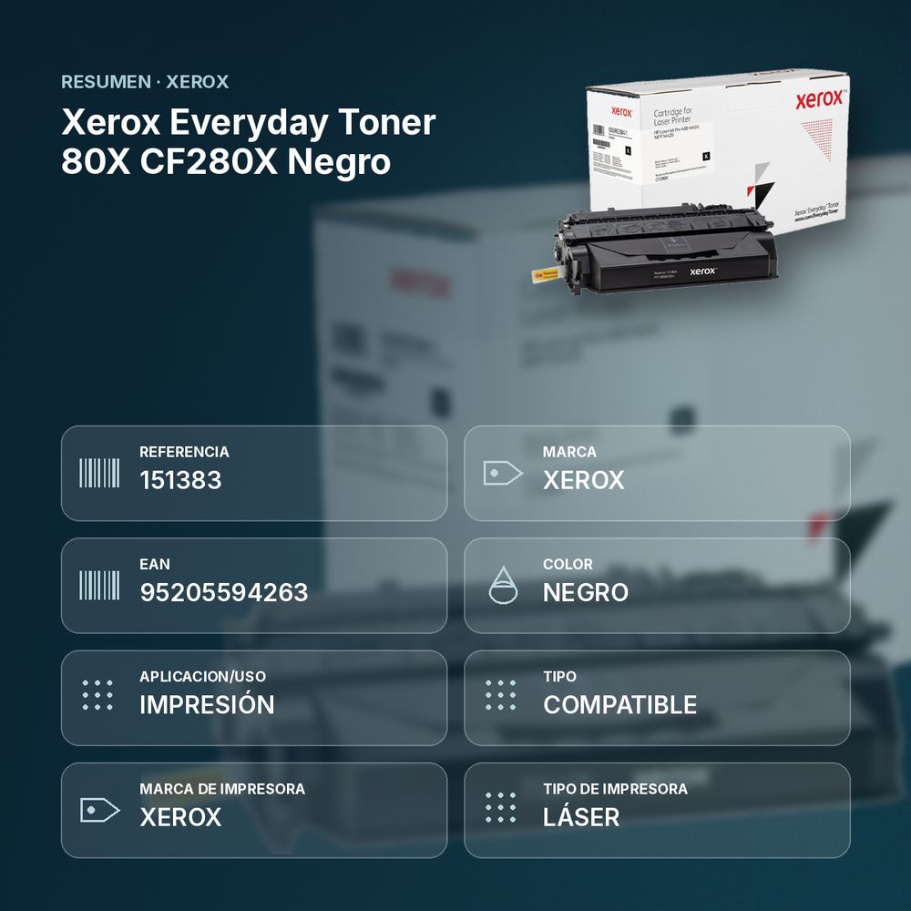 XEROX EVERYDAY TONER 80X CF280X NEGRO - resumen de atributos