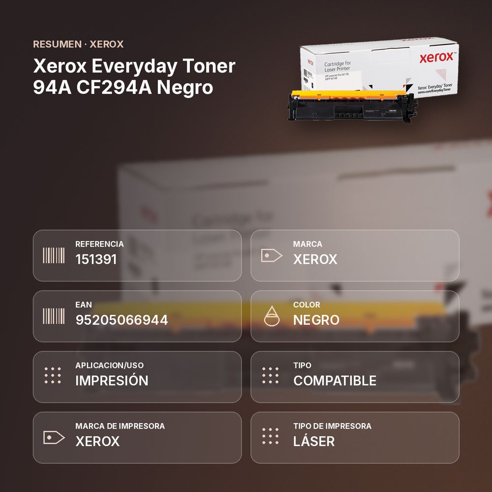 XEROX EVERYDAY TONER 94A CF294A NEGRO - resumen de atributos