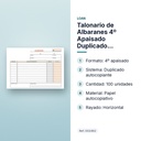 TALONARIO DE ALBARANES 4º APAISADO DUPLICADO AUTOCOPIANTE - características principales