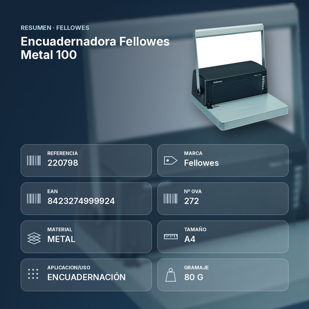 ENCUADERNADORA FELLOWES METAL 100 - resumen de atributos