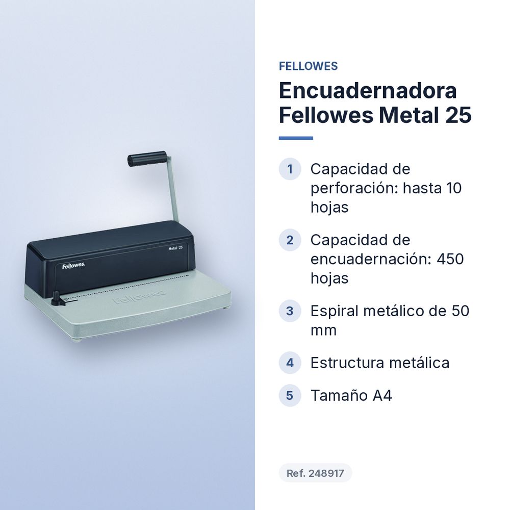 ENCUADERNADORA FELLOWES METAL 25 - características principales