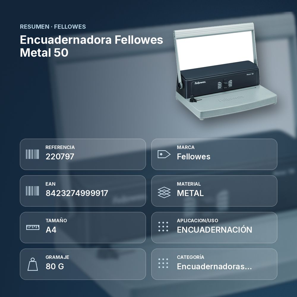 ENCUADERNADORA FELLOWES METAL 50  - resumen de atributos