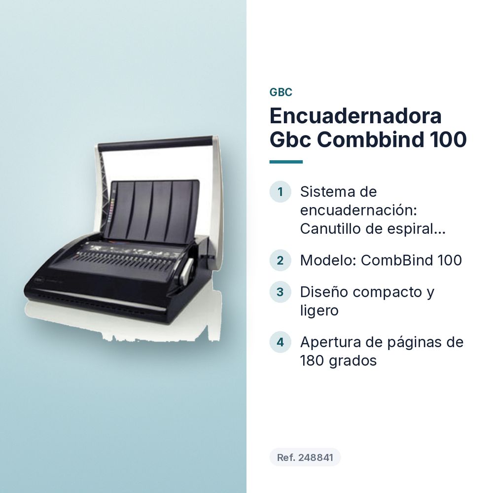 ENCUADERNADORA GBC COMBBIND 100  - características principales