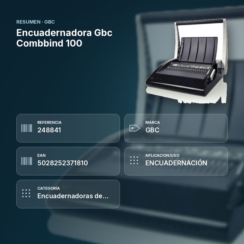 ENCUADERNADORA GBC COMBBIND 100  - resumen de atributos