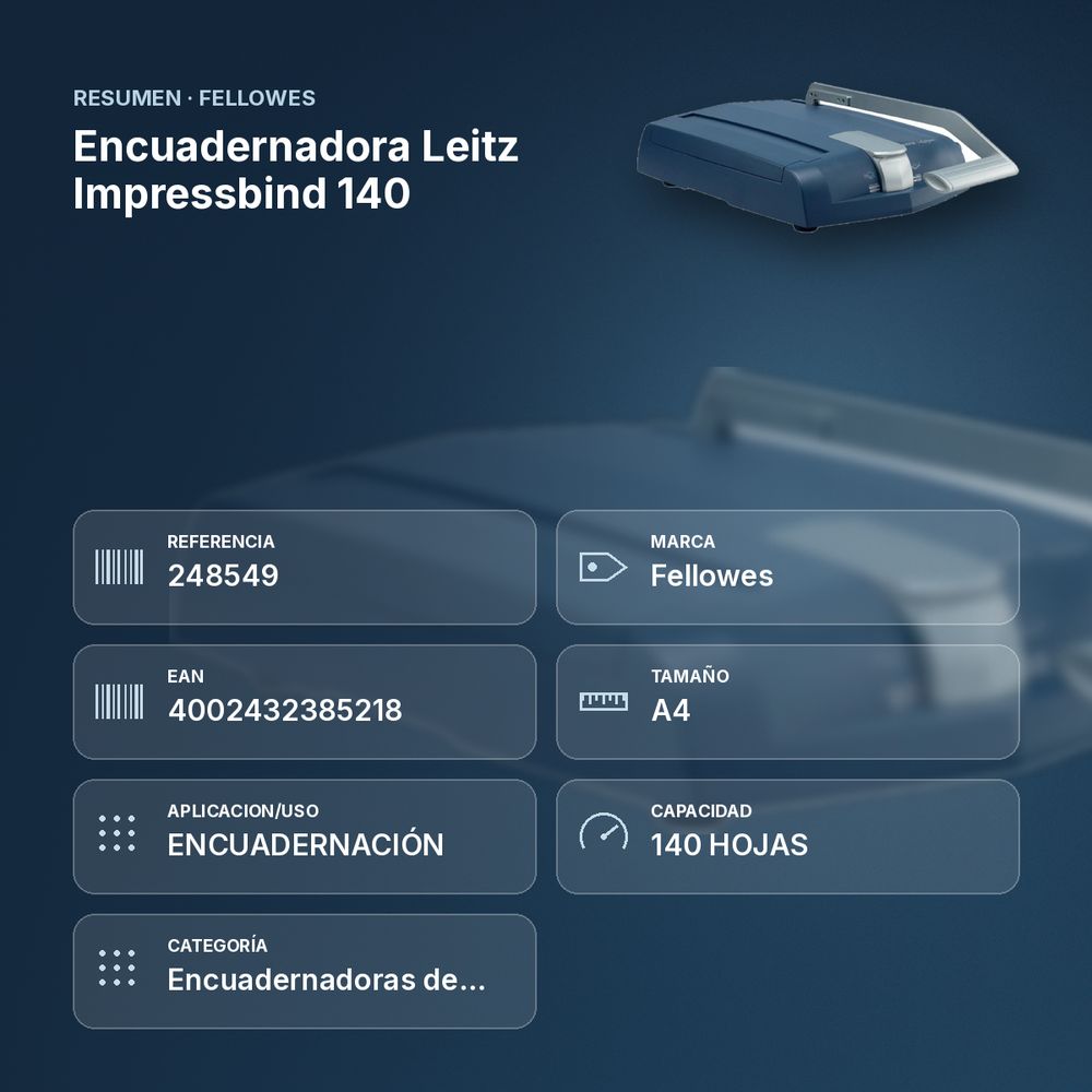 ENCUADERNADORA LEITZ IMPRESSBIND 140  - resumen de atributos