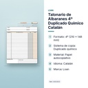 TALONARIO DE ALBARANES 4º DUPLICADO QUÍMICO CATALÁN - características principales
