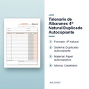 TALONARIO DE ALBARANES 4º NATURAL DUPLICADO AUTOCOPIANTE - características principales