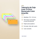 TALONARIO DE CAJA LOAN 11X5CM NUMERADO COLOR AMARILLO - características principales