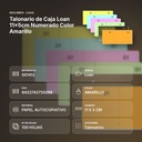 TALONARIO DE CAJA LOAN 11X5CM NUMERADO COLOR AMARILLO - resumen de atributos
