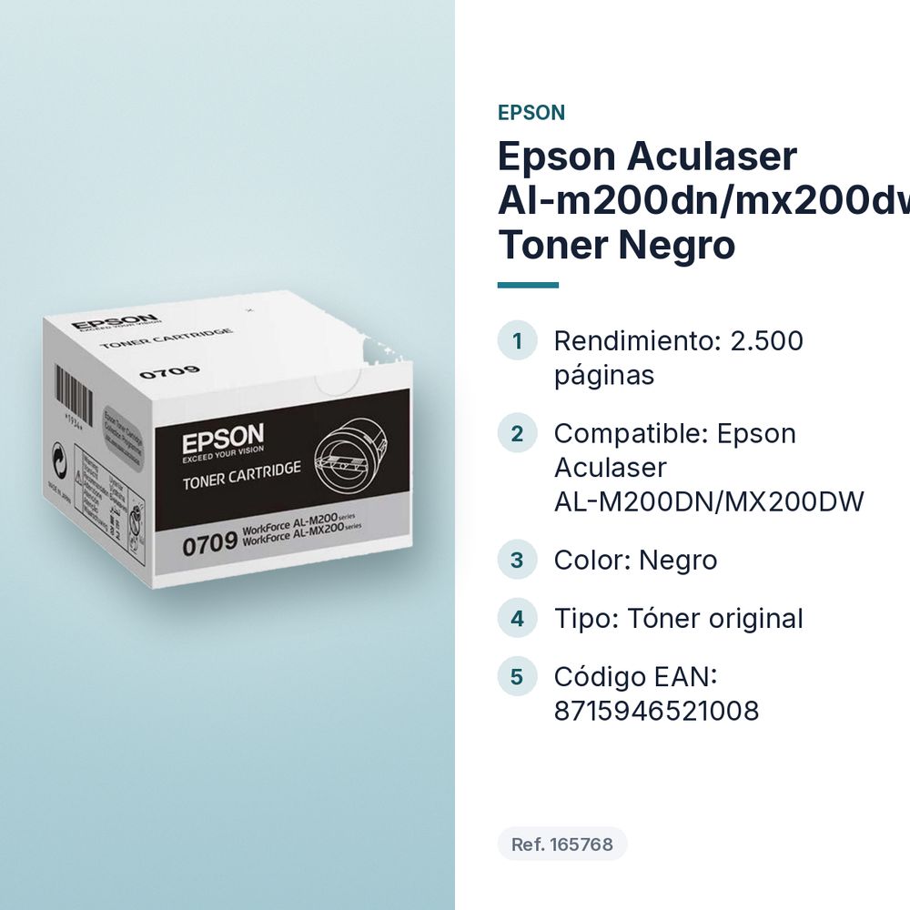 EPSON ACULASER AL-M200DN/MX200DW TONER NEGRO - características principales