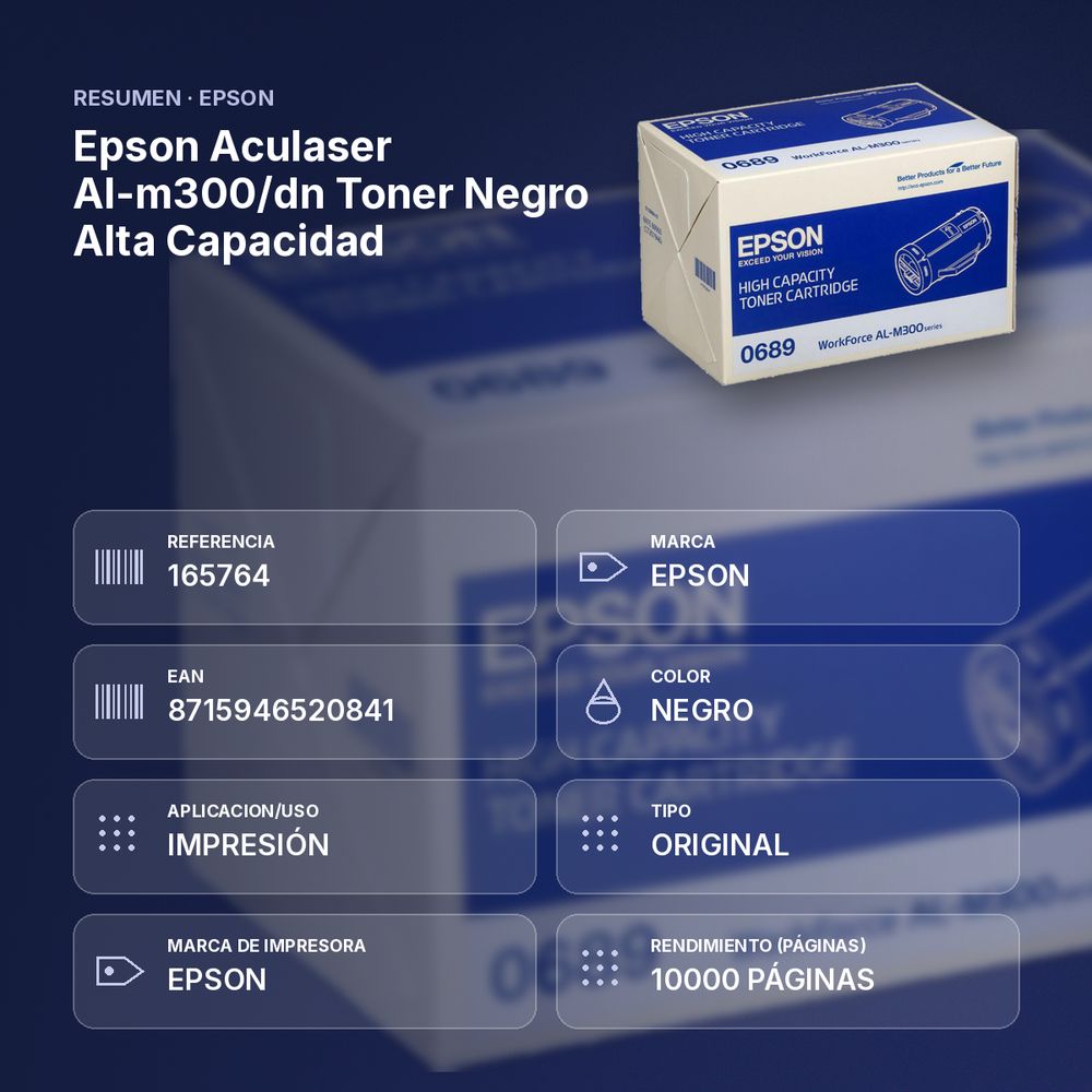 EPSON ACULASER AL-M300/DN TONER NEGRO ALTA CAPACIDAD - resumen de atributos