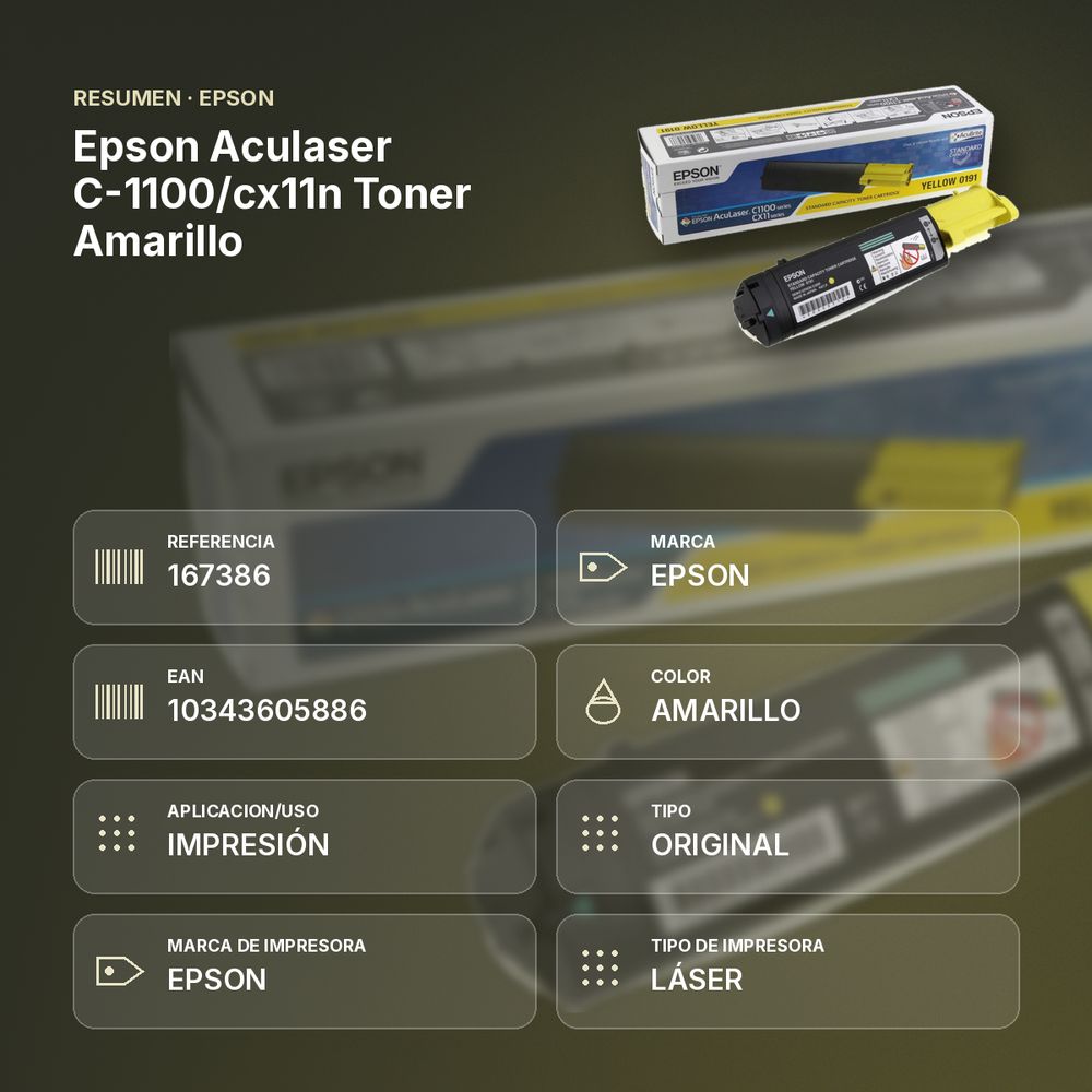 EPSON ACULASER C-1100/CX11N TONER AMARILLO - resumen de atributos