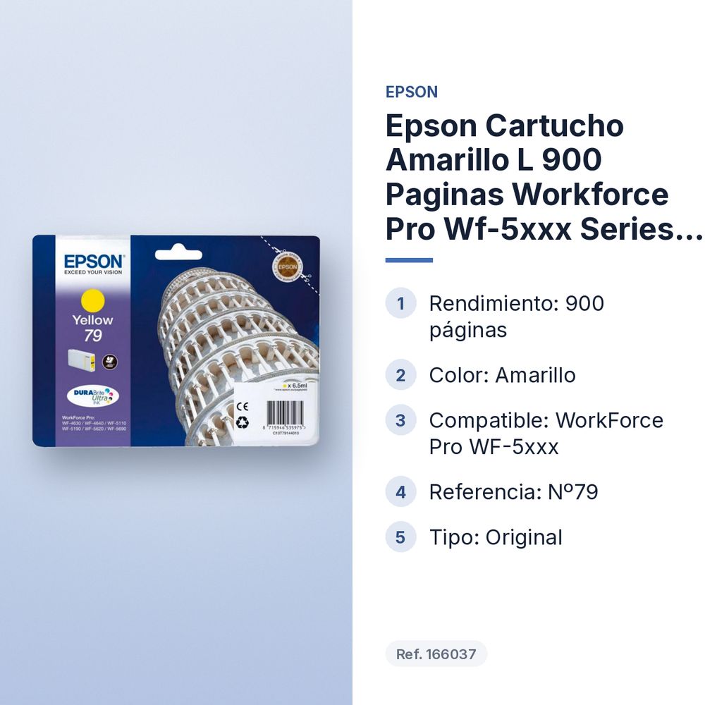 EPSON CARTUCHO AMARILLO L 900 PAGINAS WORKFORCE PRO WF-5XXX SERIES Nº79 - características principales