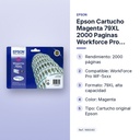 EPSON CARTUCHO MAGENTA 79XL 2000 PAGINAS WORKFORCE PRO WF-5XXX SERIES - características principales