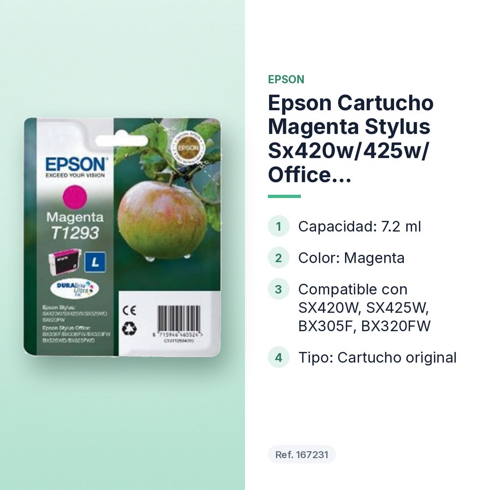EPSON CARTUCHO MAGENTA STYLUS SX420W/425W/ OFFICE BX305F/320FW - características principales