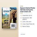 EPSON CLARIA PHOTO HD INK CARTUCHO CIAN CLARO 24 - características principales
