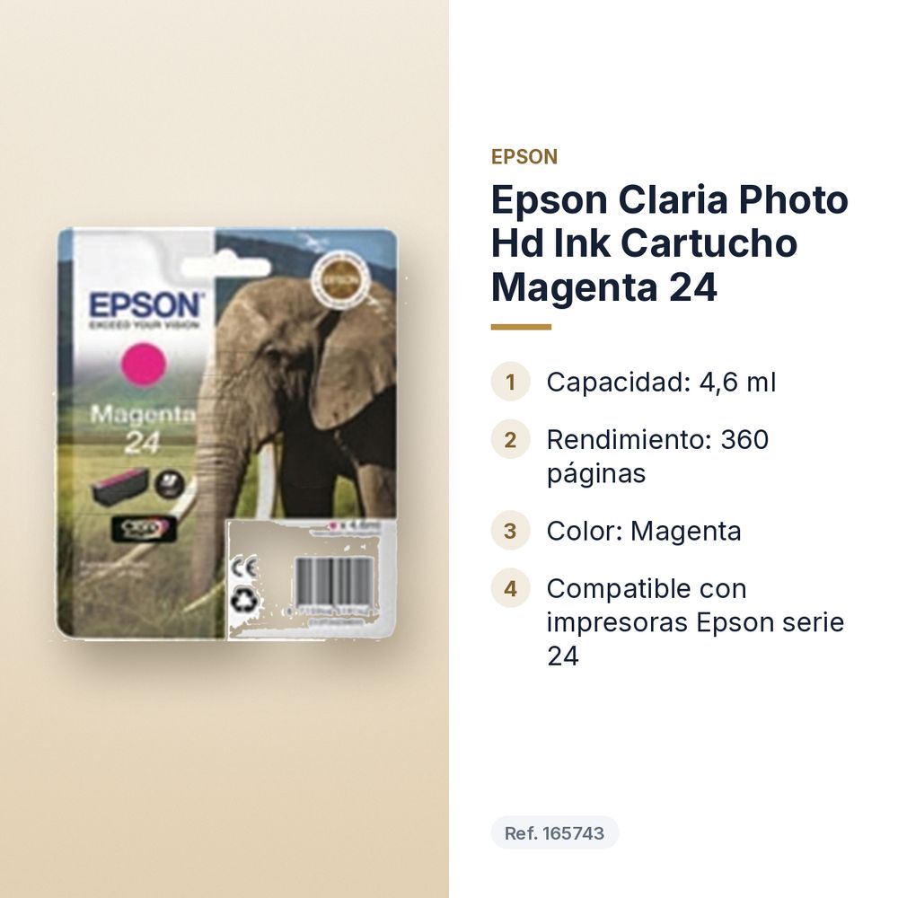 EPSON CLARIA PHOTO HD INK CARTUCHO MAGENTA 24 - características principales