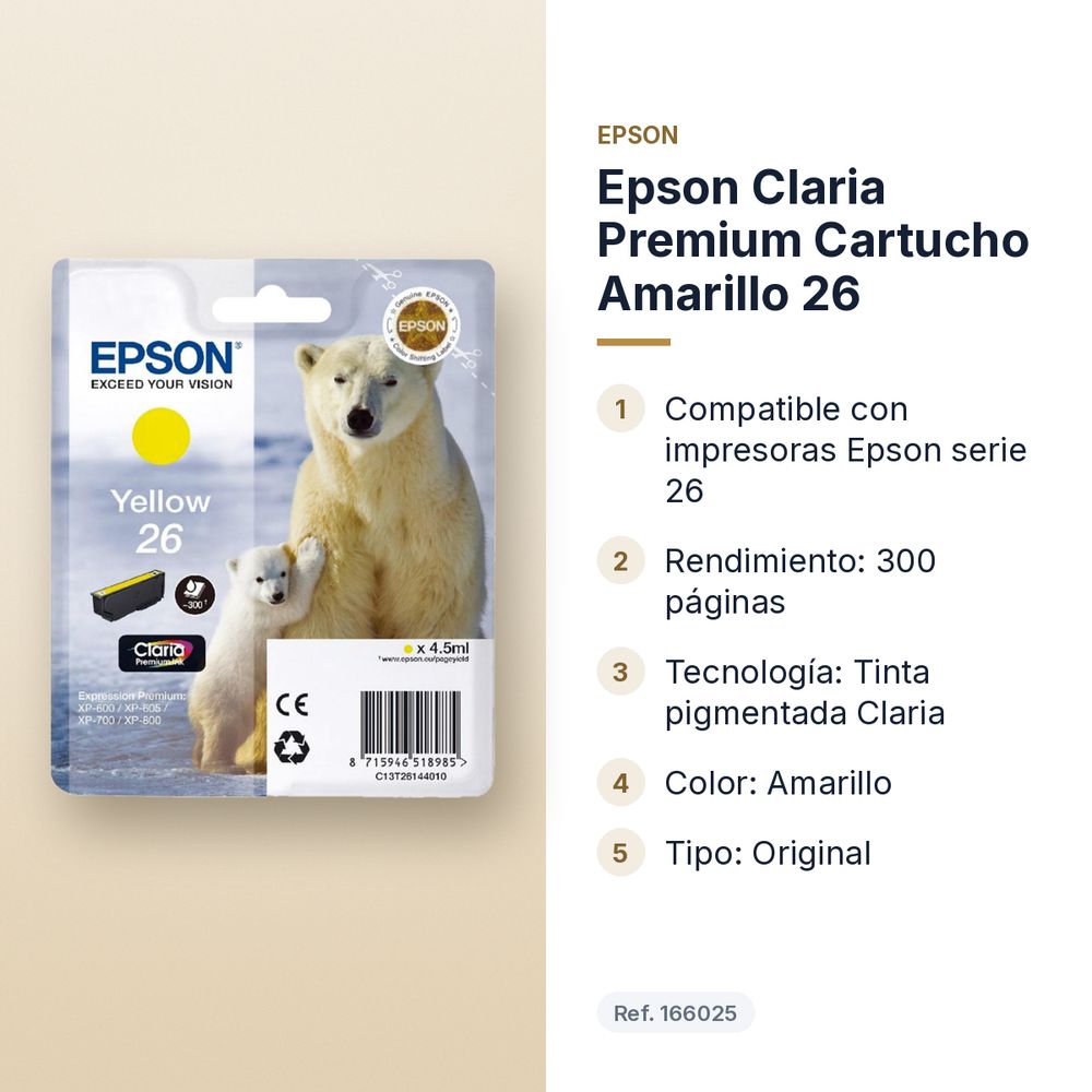 EPSON CLARIA PREMIUM CARTUCHO AMARILLO 26 - características principales