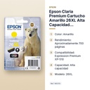 EPSON CLARIA PREMIUM CARTUCHO AMARILLO 26XL ALTA CAPACIDAD EXPRESSION PREMIUM XP-510 - características principales