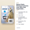 EPSON CLARIA PREMIUM CARTUCHO CIAN 26XL ALTA CAPACIDAD EXPRESSION PREMIUM XP-510 - características principales